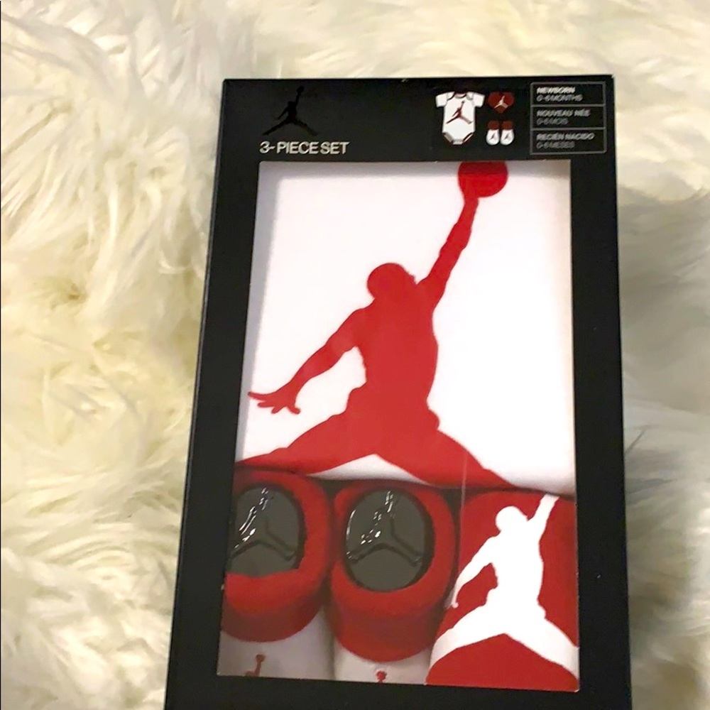 Jordan Onesie, Hat, Booties Red & White